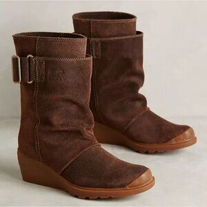 SOREL  Toronto Suede Wedge Boots Brown Comfort Warm Waterproof Slouch sz 6.5
